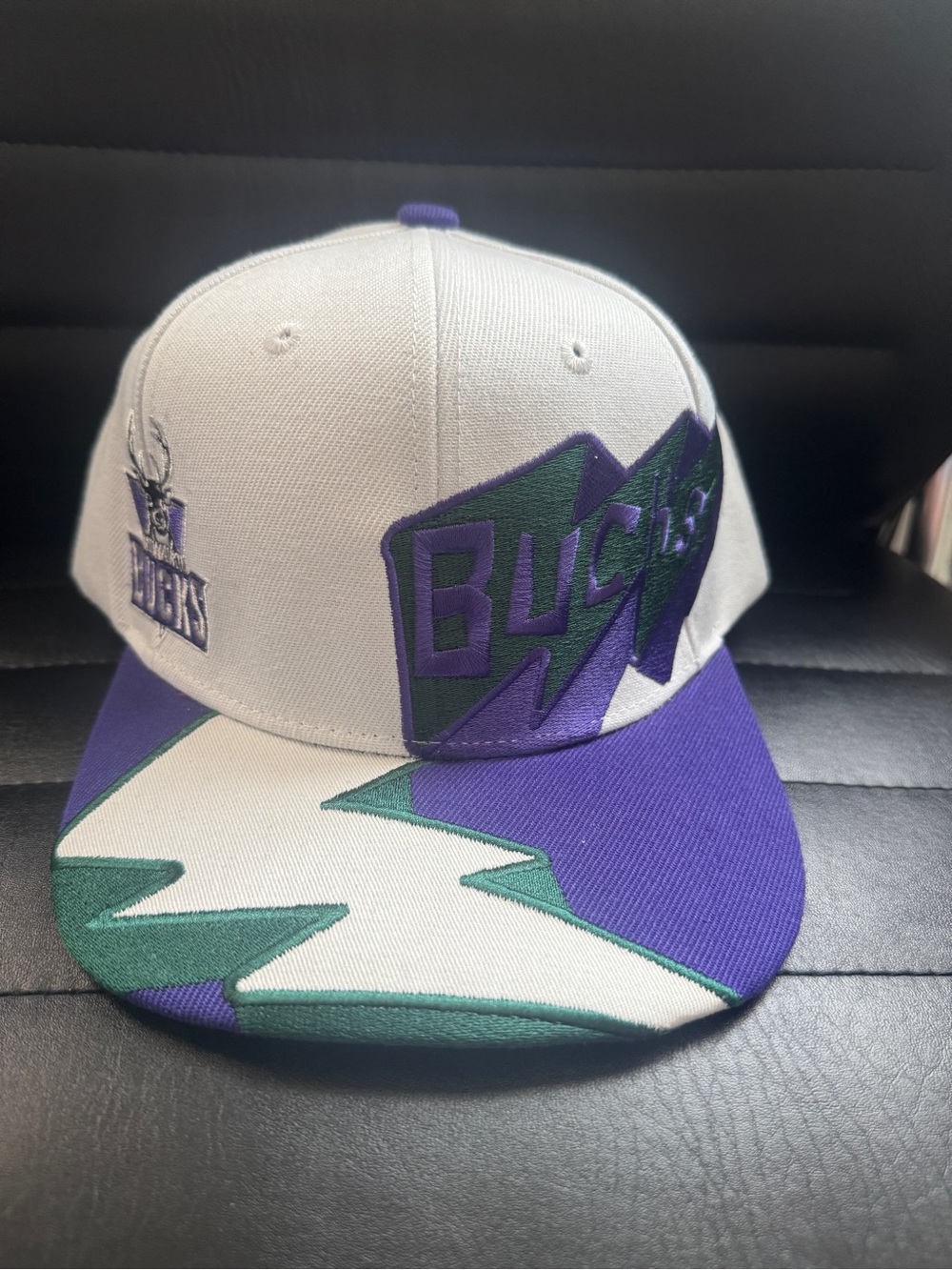 Mitchell & Ness Green, Purple & White Bucks Snapback Hat